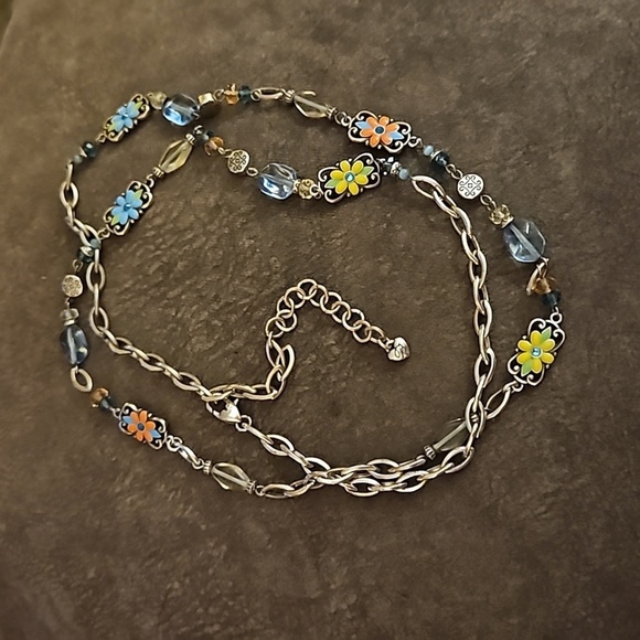 BRIGHTON Long Two-sided Floral Tile Chain Sun Joy Station Necklace - Picture 2 of 10